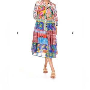 Johnny Was Bright Multicolor Patchwork Midi Dress